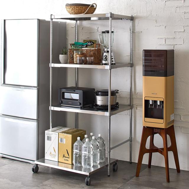 キッチン収納 レンジ台 キッチンラック ≪幅60×奥行46×高さ180cm・カート付き≫国産ステンレス頑丈キッチンラック H74227の通販は