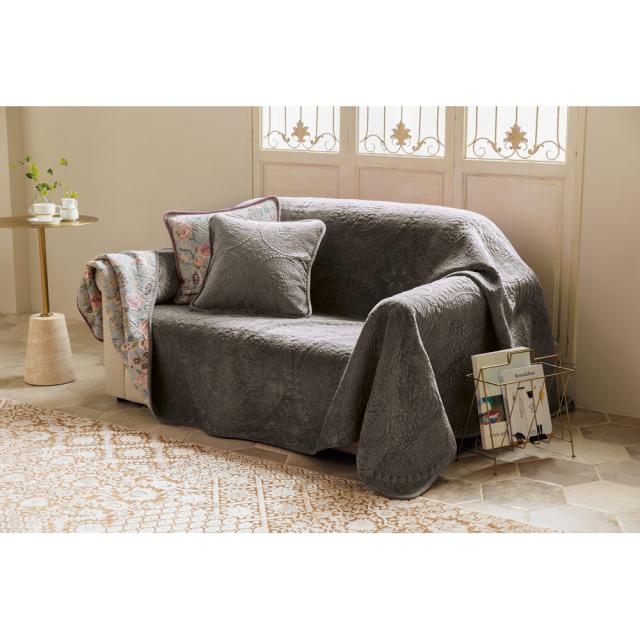 ≪約200×200cm≫ マイクロファイバー×コットン リバーシブルフラワー