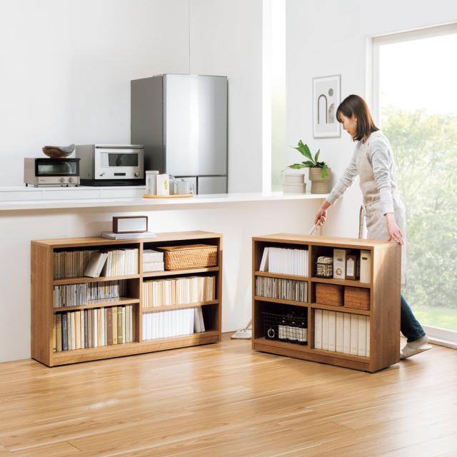 隠しキャスター付きオープンラック 幅90cm奥行29.5cm高さ70cm 本棚