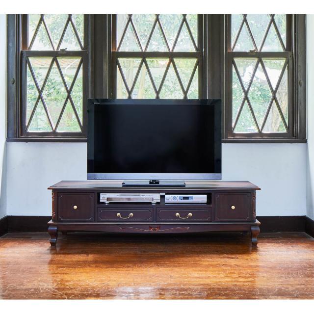 テレビ台 幅150高さ42cm 【アンティーク調クラシックシリーズ】 テレビ台 テレビボード ミドルタイプテレビ台 643655_1