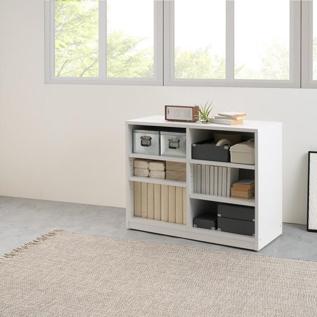 隠しキャスター付きオープンラック 幅90cm奥行40cm高さ70cm 本棚 ラック シェルフ ウッドラック 木製シェルフ 644104