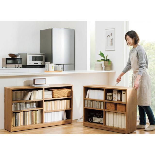 隠しキャスター付きオープンラック 幅120cm奥行40cm高さ70cm 本棚 ラック シェルフ ウッドラック 木製シェルフ 644105_8