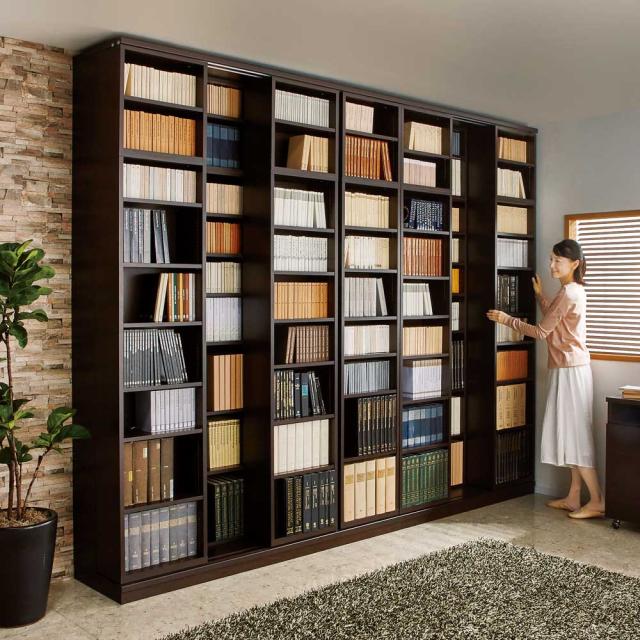 本格仕様 快適スライド書棚 オープン・上置き付き 3列 本棚