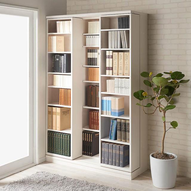 本格仕様 快適スライド書棚 オープン 3列 本棚 ラック シェルフ コミックラック 628202