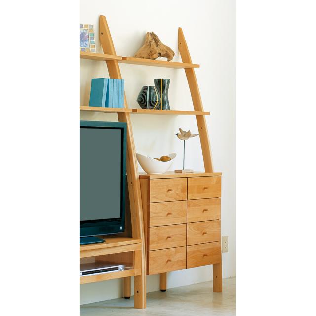 リビング収納 リビング 【組立・設置料金込み】 幅75cm 天然木シェルフキャビネット 8杯チェスト［素材：オーク／アルダー］ H76739の通販は 87,945円