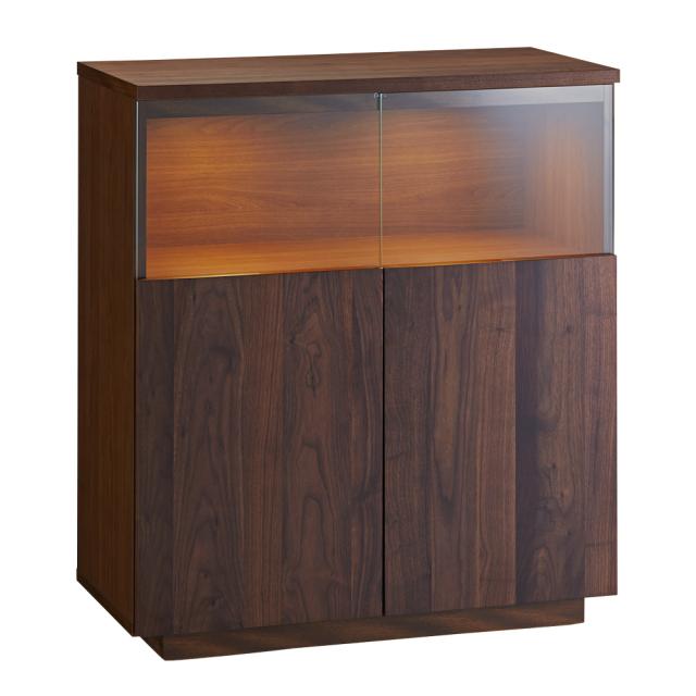 【開梱・設置料金込み】 幅80cm LEDライト付きサイドボード リビング収納 キャビネット リビングボード H93602