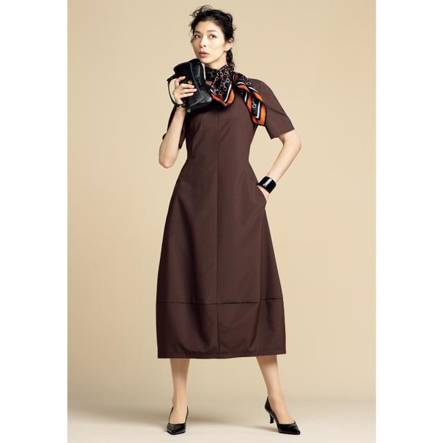 「NIKKE」 ZQウール混 コクーン ワンピース サステナブル 108101