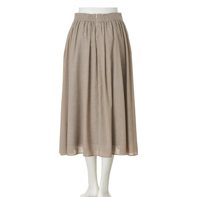 ウール混ボイル ギャザースカート スカート フレアスカート ギャザー