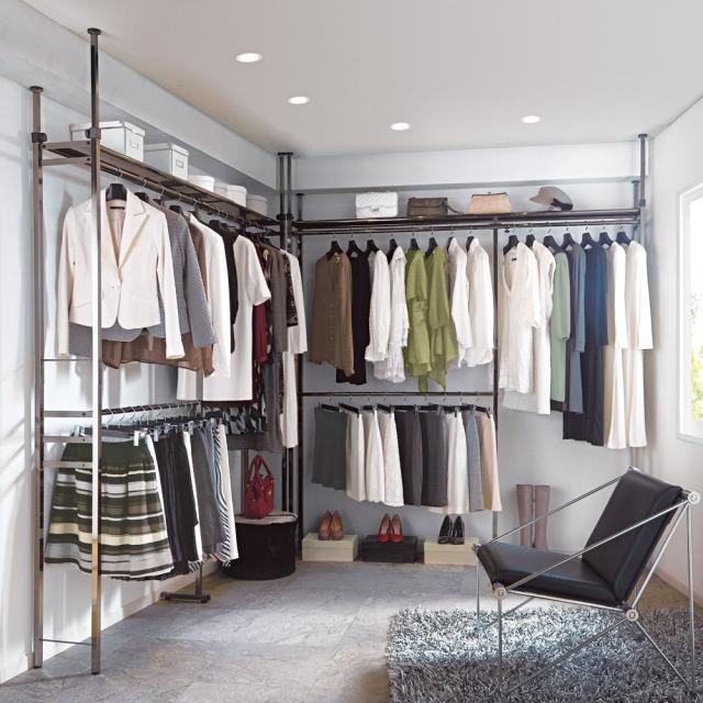 衣類収納 クローゼットハンガー カバー 奥行30cm 光沢ブラッククローゼットハンガーラック ハイタイプ・幅140-250cm 531122の通販は 49,900円