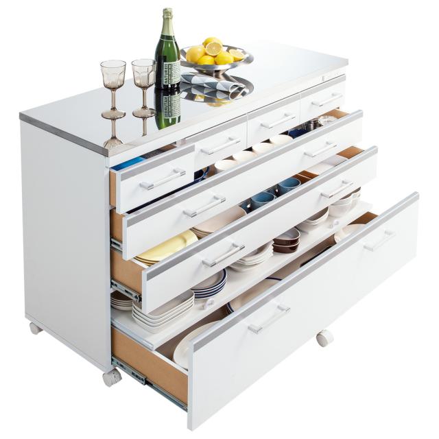 家具 収納 キッチン収納 食器棚 キッチンストッカー 収納しやすいステンレストップカウンター 引き出しタイプ幅118cm の通販はau Pay マーケット ディノス Au Pay マーケット店