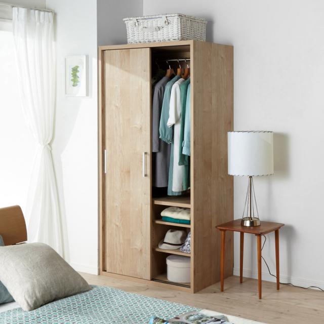 家具 収納 衣類収納 クローゼットハンガー カバー オシャレな北欧風デザイン 天然木調 引き戸クローゼットハンガー 幅90cm の通販はau Pay マーケット ディノス Au Pay マーケット店