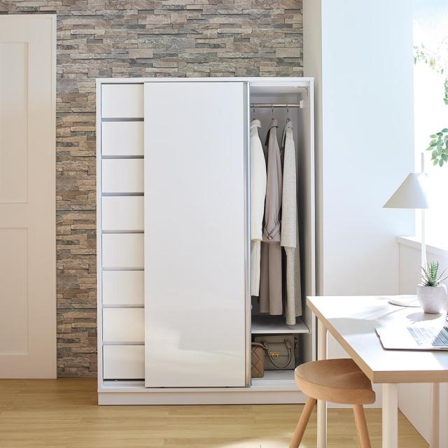 衣類収納 ワードローブ クローゼット タワーチェストクローゼット 幅120cm 板タイプ H76030の通販は