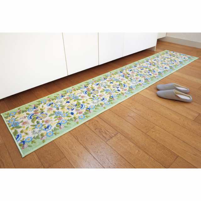 カーペット ラグ マット キッチンマット 防臭 抗菌 日本製 滑り止め ≪約50×150cm≫MINTON キッチンマット〈ハドンミニブーケ〉 862726