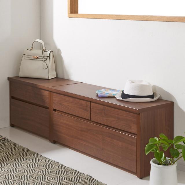 下駄箱 玄関収納 玄関周り雑貨 耐荷重100kg！収納庫付ベンチ 引き出し・幅90奥行31cm 532610の通販は