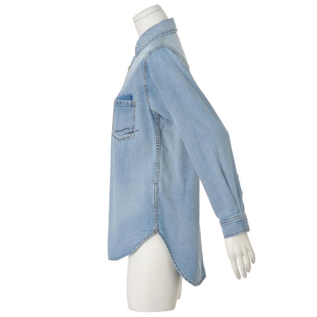 ロゴ刺しゅう コットン デニムシャツ シャツ ブラウス 101201 ロゴ刺しゅう コットン デニムシャツ シャツ ブラウス 101201 楽天市場