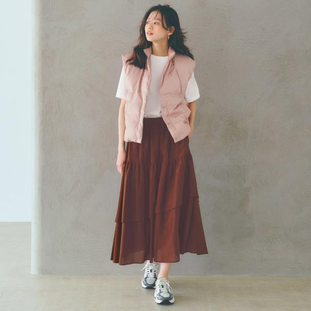 コットンシルク ティアード スカート スカート フレアスカート