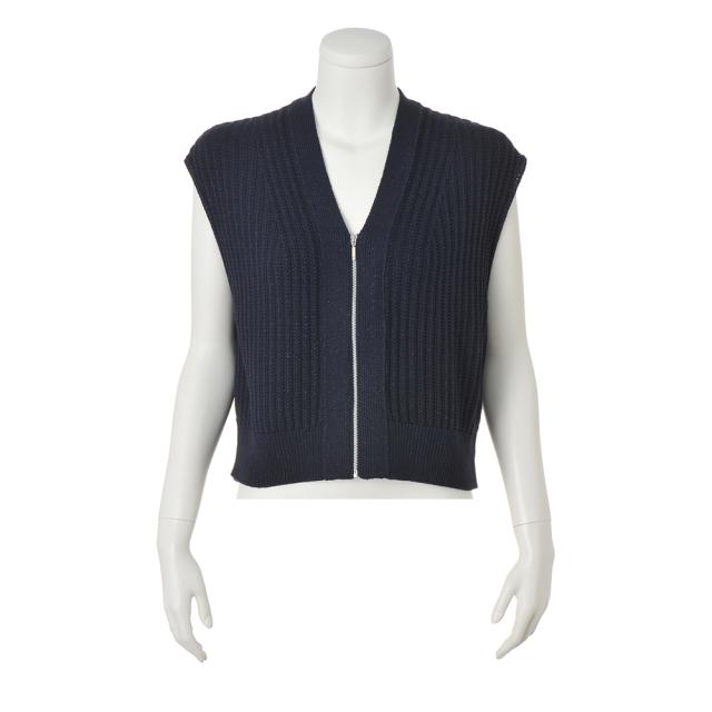 ラメ入り タック畦編み ジップアップ ジレ ジャケット ベスト ジレ 102901 ラメ入り タック畦編み ジップアップ ジレ ジャケット ベスト ジレ 102901