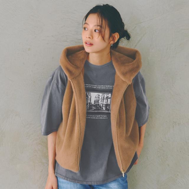 異素材ドッキング フェイクファー ベスト ジャケット ベスト ジレ 103002