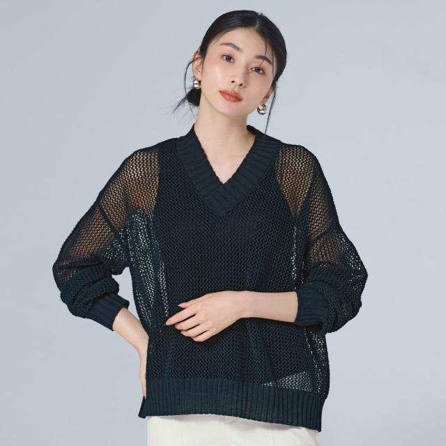 ギマ加工ニット メッシュ プルオーバー ニット セーター ニットセーター 103503