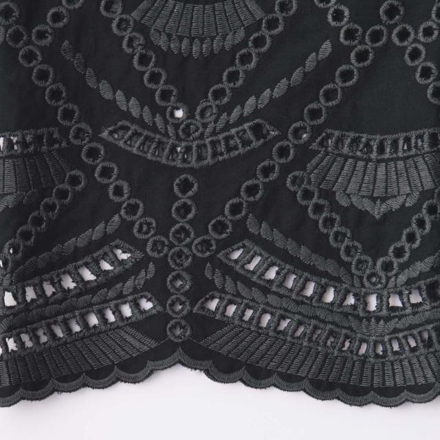 配色 カットワークレース シャツワンピース ワンピース マキシ