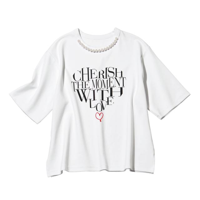 パールビーズ付き プリント プルオーバー トップス プリント 柄