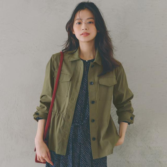 レーヨン混 ストレッチ サファリシャツジャケット ジャケット 102802