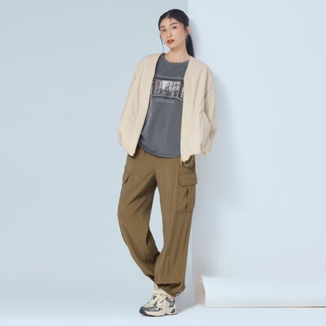 レーヨン混 とろみ カーゴパンツ パンツ イージーパンツ 102903