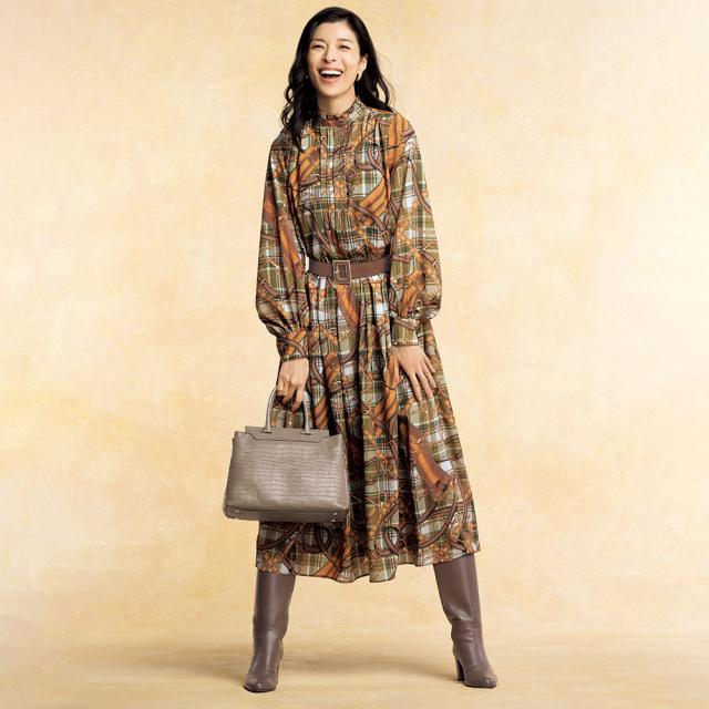 ラッティ社 ベルト柄 ワンピース ワンピース マキシワンピース ロングワンピース 126101