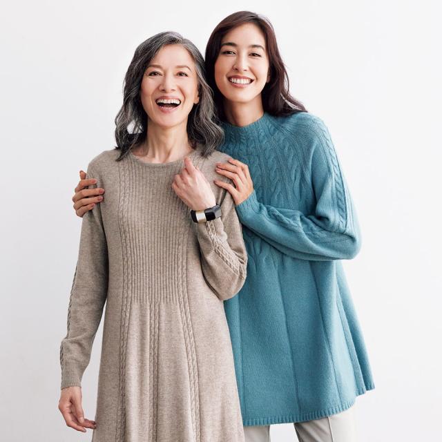 ウールカシミヤ ケーブル使い チュニック チュニック 長袖 七分袖チュニック 126501