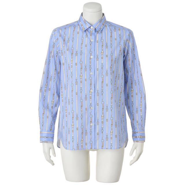 イタリア素材 ベルト柄 シャツ シャツ ブラウス 128602