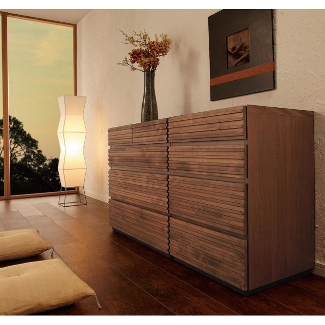 衣類収納 タンス 天然木横格子柄のローチェスト 4段・幅60cm奥行44cm 531926の通販は