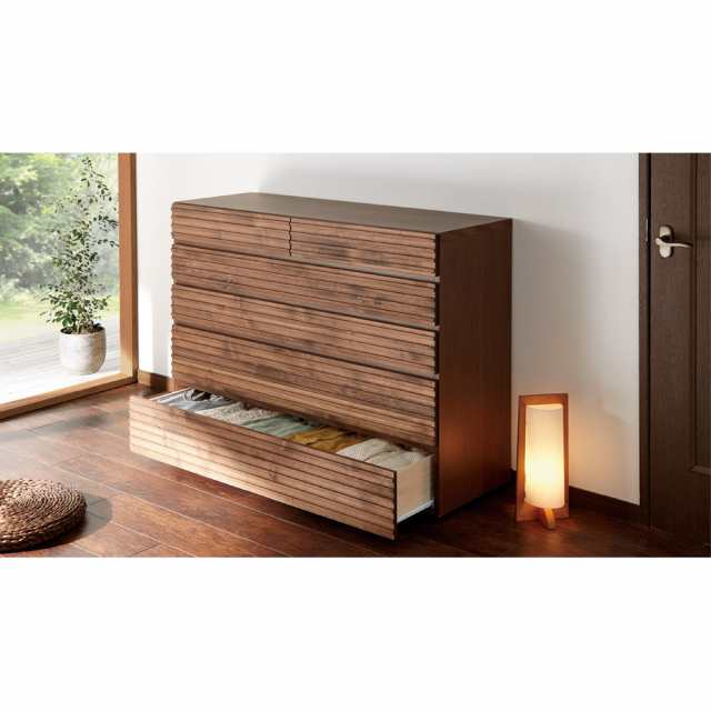 衣類収納 押入れ クローゼット収納 天然木横格子柄のローチェスト 5段・幅120cm奥行44cm 531933の通販は