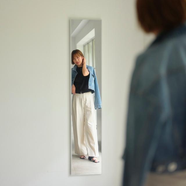 スタイリスト小山田早織×ディノス「割れない軽量フィルムミラー」コラボモデル 姿見30×150cm 防災用品 防犯用品 耐震グッズ 582413