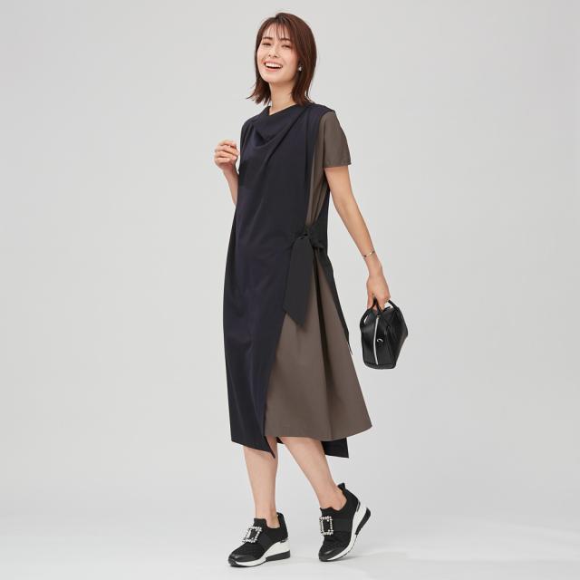 plussize 【大きいサイズ】バイカラージャージーワンピース R34068の通販は 19,800円