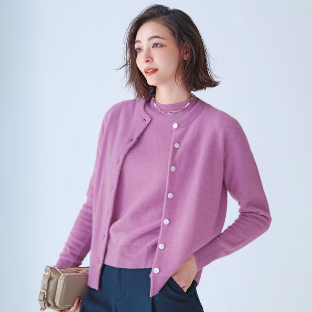 へアリーニット クルーネック カーディガン ニット セーター ニットアンサンブル ツインニット 134101