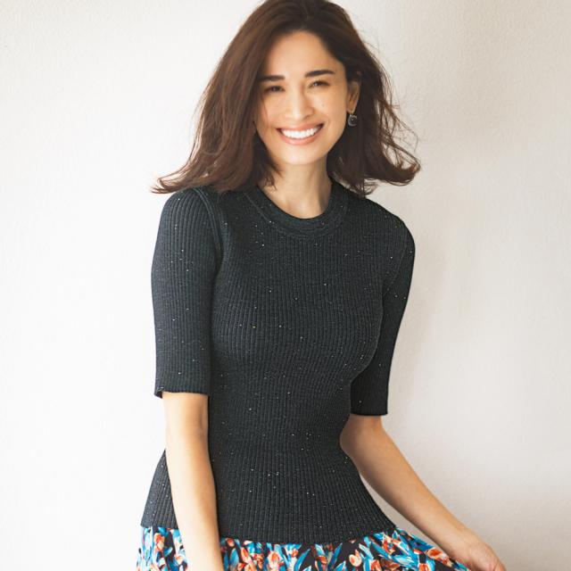 スパンコール リブ 5分袖 ニットプルオーバー（日本製） ニット セーター ニットセーター 135002