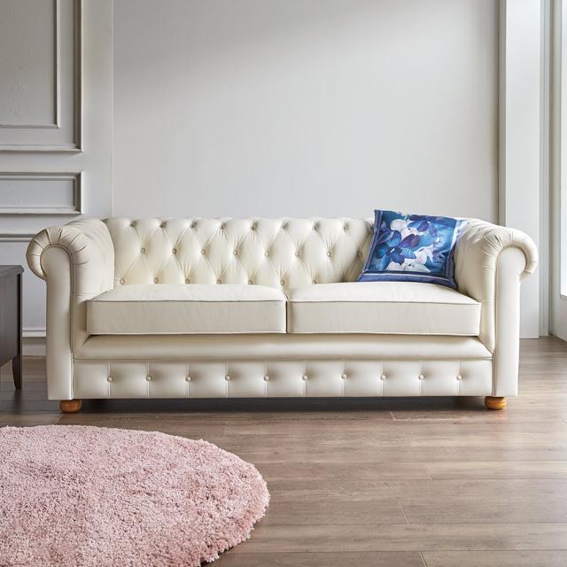 ソファ レザーソファ LeClass/ルクラス チェスターフィールド 本革張りレザーソファ トリプルソファ 3人掛けソファ 幅201cm H72205の通販は