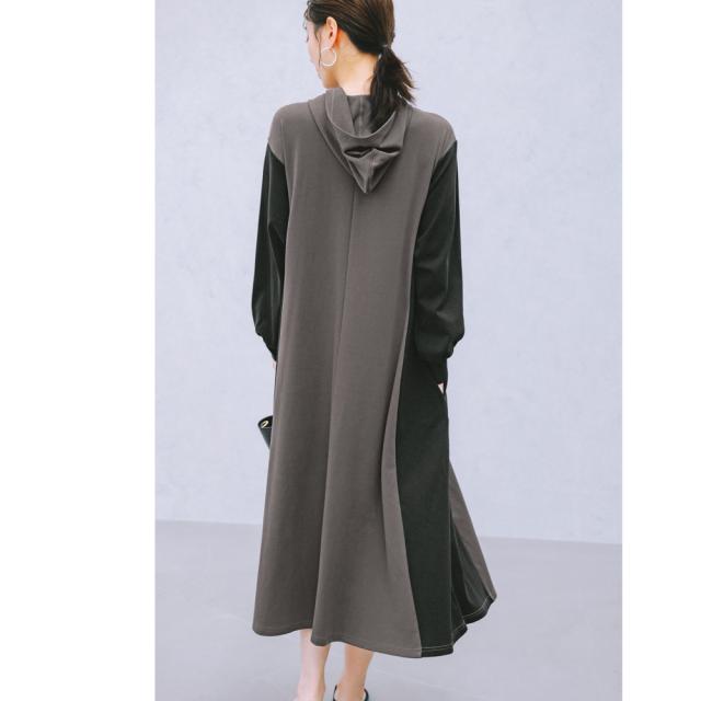 ワンピース チュニック ジャージーワンピース バイカラー ジャージー パーカ ワンピース 283201の通販は