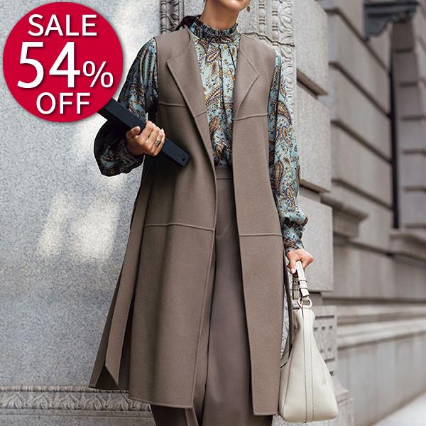 ジレ セール レディース イタリア素材 リバー仕立て ロングジレ 冬 PC4060の通販は 15,800円