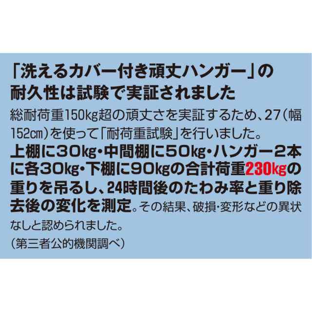 衣類収納 ハンガーラック パイプハンガー タイプ バッグ収納 スチール 洗えるカバー付き 頑丈ハンガーラック ロータイプ・幅152cm 889743