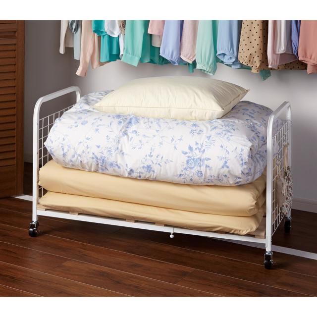 衣類収納 押入れ クローゼット収納 頑丈幅伸縮すのこ布団台 奥行53cmクローゼットワゴン 532234の通販は