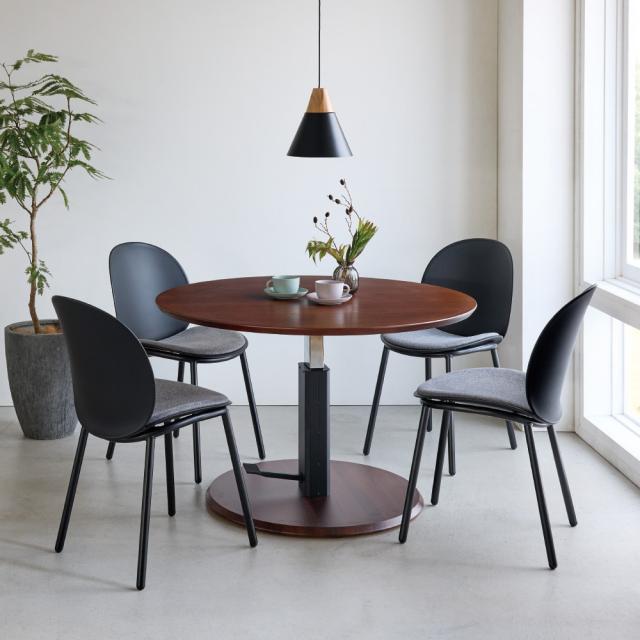 テーブル 昇降式 リフティングテーブル 高さ自由自在 カフェスタイルダイニング 丸形昇降テーブル 径110cm ダークブラウン 526318の通販は 49,900円