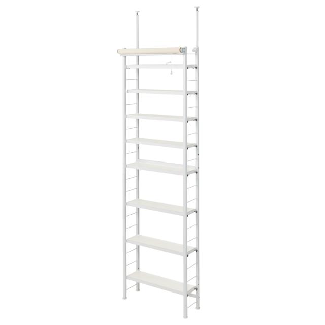 ロールカーテン付き突っ張りシェルフラック 幅60奥行36高さ205～260cm