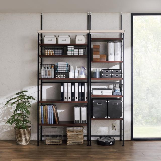 ロールカーテン付き突っ張りシェルフラック 幅60奥行36高さ205～260cm