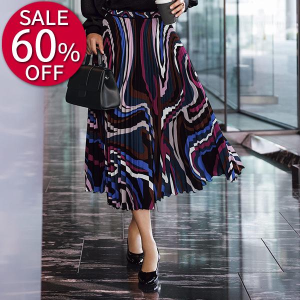 スカート セール レディース 幾何学柄 プリーツスカート 冬 PC4157の通販は