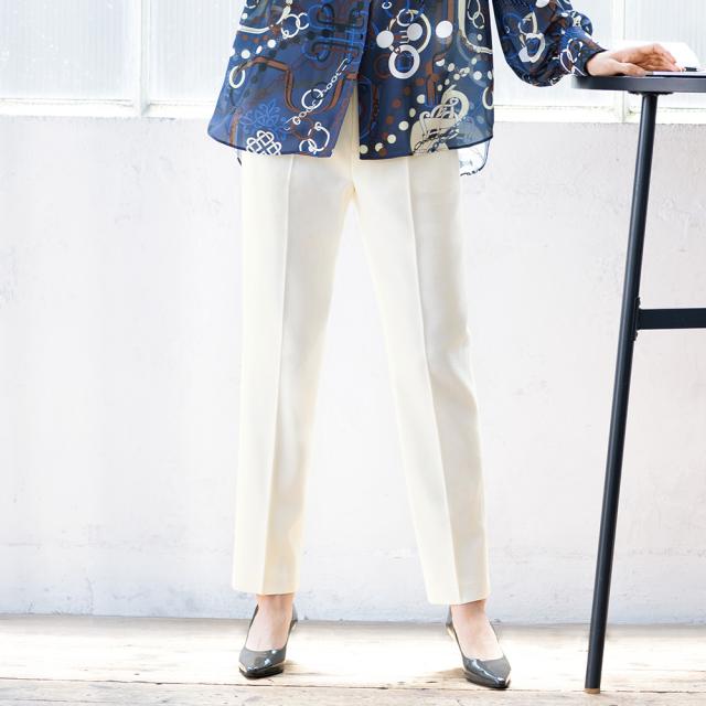 ≪股下丈65cm≫ ウールサキソニー テーパードパンツ パンツ クロップドパンツ 124603