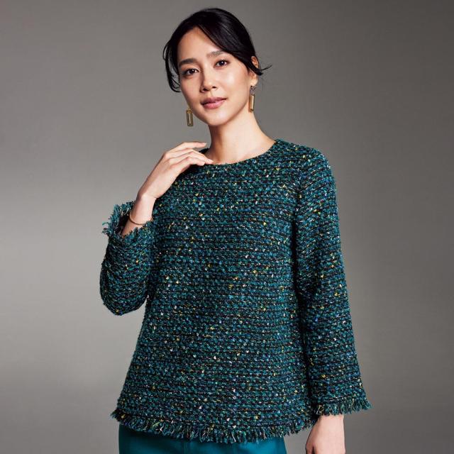 トップス シャツ ブラウス イタリア素材 ツイードブラウス 310101の通販は