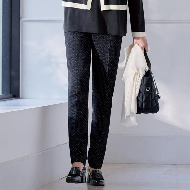 パンツ スキニー スリムパンツ ピンドット柄ジャカードパンツ 312302の通販は