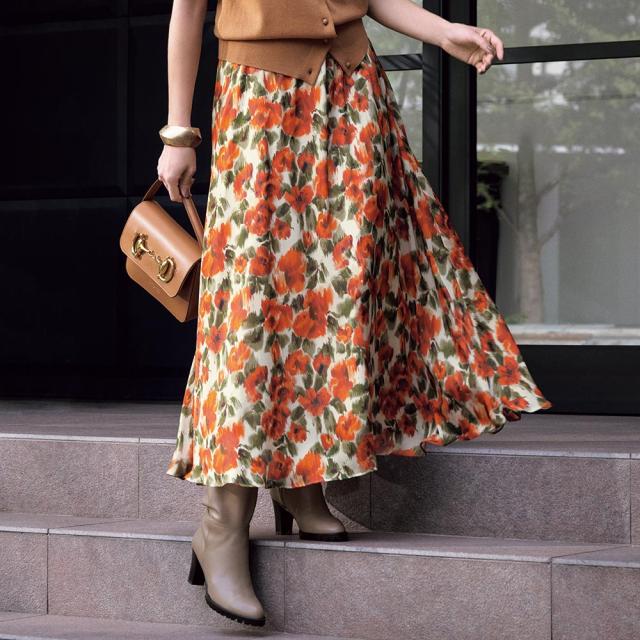 スカート プリント 柄スカート イタリア素材 花柄フレアースカート 312402の通販は