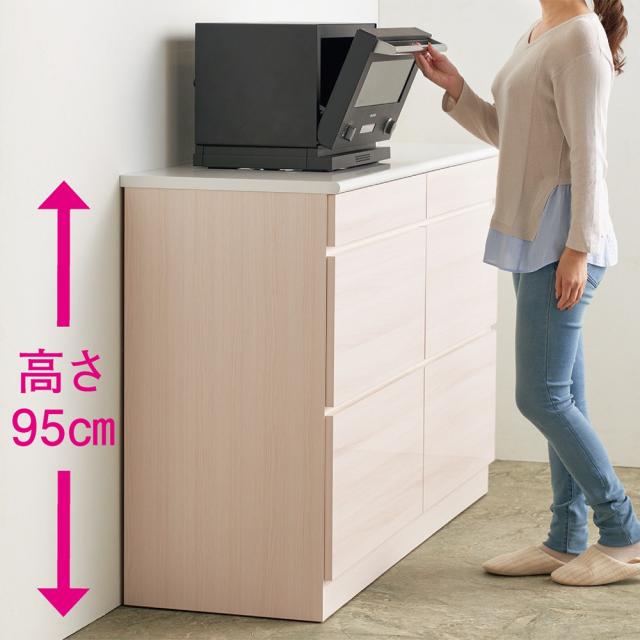≪幅90cm奥行50cm高さ95cm≫ 光沢木目キッチンカウンター キッチン収納 キッチンカウンター 641632_1